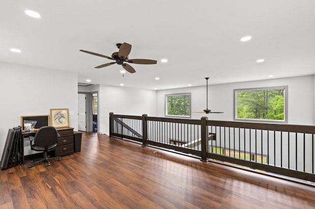35 Indian Trce, Mineral Bluff, GA 30559 - office space featuring a ceiling fan, wood finished floors, and recessed lighting