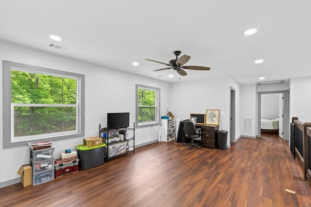 35 Indian Trce, Mineral Bluff, GA 30559 - office space featuring wood finished floors, recessed lighting, a ceiling fan, and baseboards