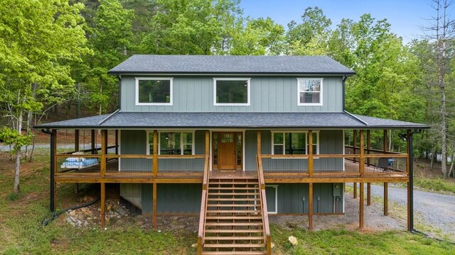 35 Indian Trce, Mineral Bluff, GA 30559 - country-style home featuring stairs, a shingled roof, and covered porch