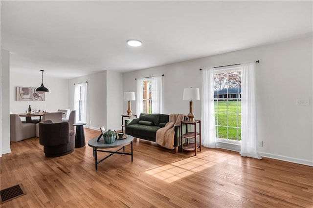 living room featuring light hardwood / wood-style floors