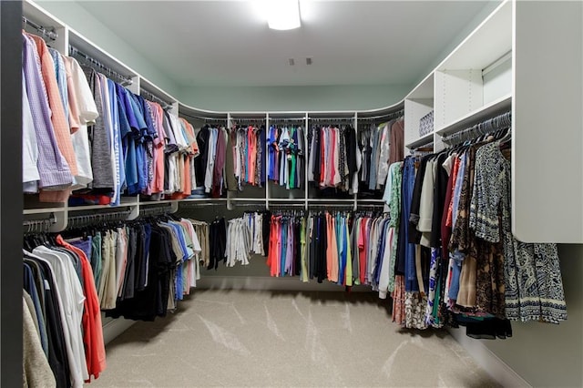 walk in closet with carpet floors