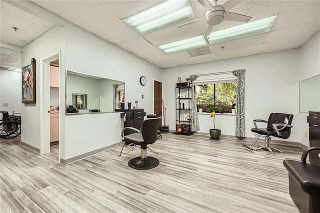 1800 Clairmont Lk Unit A310, Decatur, GA 30033 - home office with a paneled ceiling, wood finished floors, and ceiling fan