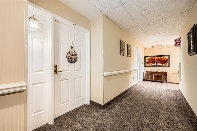 1800 Clairmont Lk Unit A310, Decatur, GA 30033 - hallway featuring a paneled ceiling and dark carpet