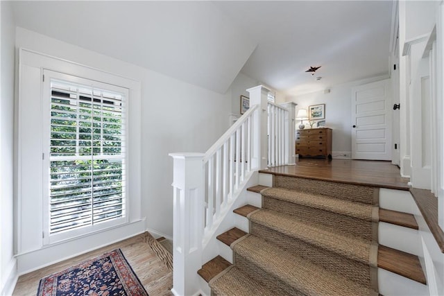 202 Lakeview Ave, Atlanta, GA 30305 - staircase featuring baseboards and wood finished floors