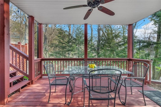 deck featuring ceiling fan