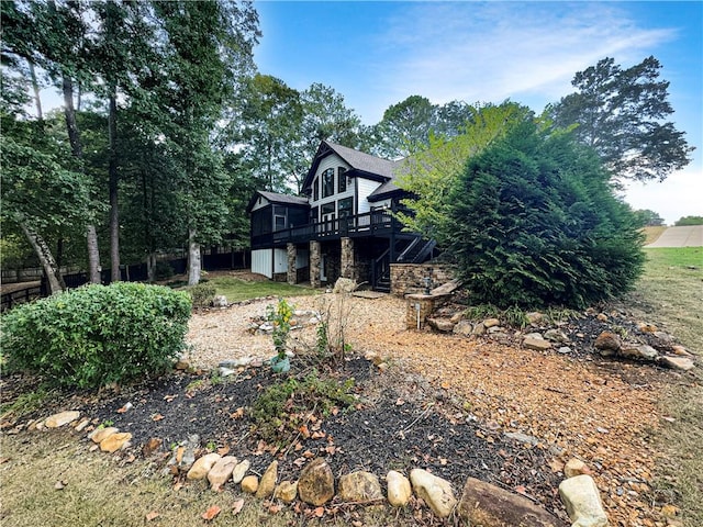 view of yard featuring a deck