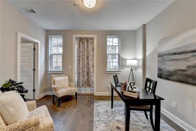 office featuring dark hardwood / wood-style floors