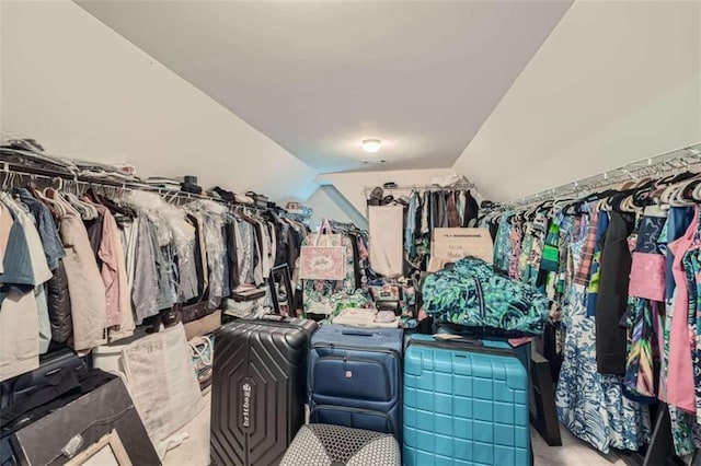 spacious closet with lofted ceiling