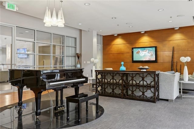 welcome area featuring a chandelier