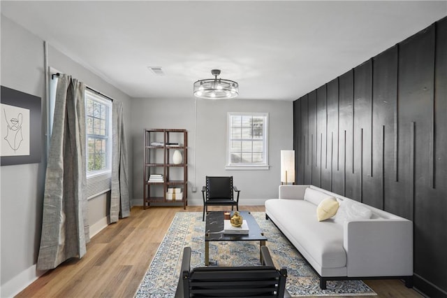 living room featuring light hardwood / wood-style floors