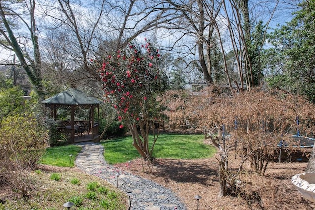 view of yard with a gazebo