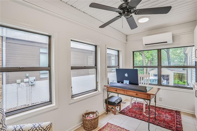 728 Antone St NW, Atlanta, GA 30318 - office space with a wall mounted AC, light tile patterned floors, ceiling fan, and baseboards