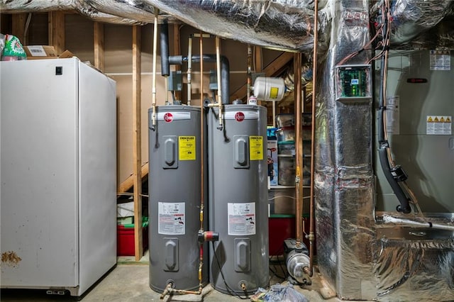 utility room with water heater