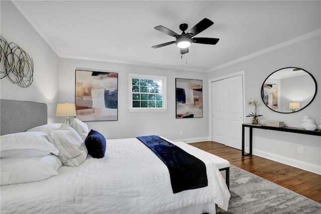 4669 Dunover Cir, Atlanta, GA 30360 - bedroom with ornamental molding, wood finished floors, and ceiling fan