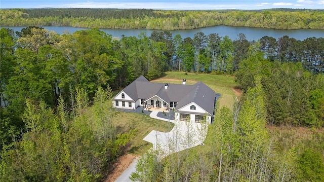 840 Old Driver Rd, Whitesburg, GA 30185 - birds eye view of property with a water view and a wooded view