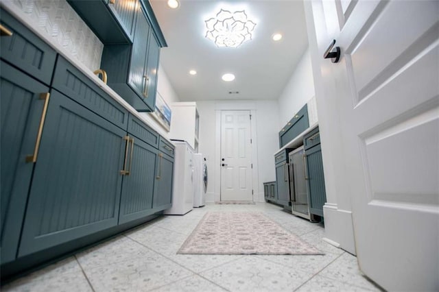 kitchen featuring recessed lighting and washer / clothes dryer