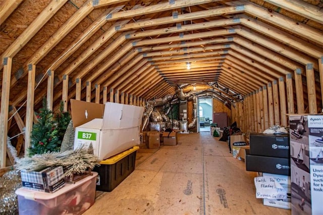 view of unfinished attic