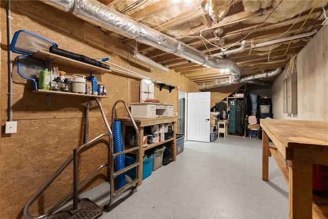 view of unfinished basement