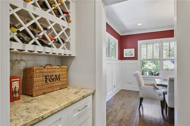 1297 Conway Rd, Decatur, GA 30030 - office featuring dark wood-style floors, wainscoting, and crown molding