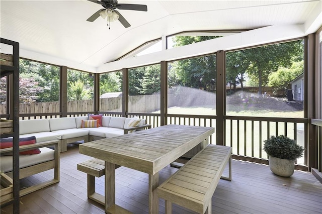 1297 Conway Rd, Decatur, GA 30030 - sunroom with an outdoor living space, lofted ceiling, and ceiling fan
