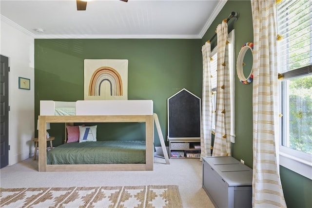 1297 Conway Rd, Decatur, GA 30030 - bedroom featuring crown molding, carpet flooring, and ceiling fan