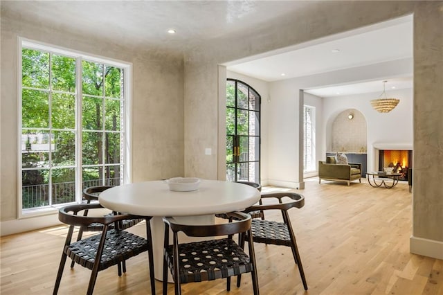 2515 Habersham Rd, Atlanta, GA 30305 - dining area featuring light wood-type flooring, baseboards, and recessed lighting