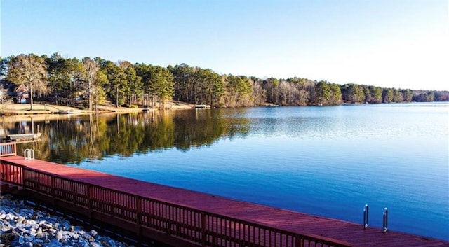 dock area featuring a water view