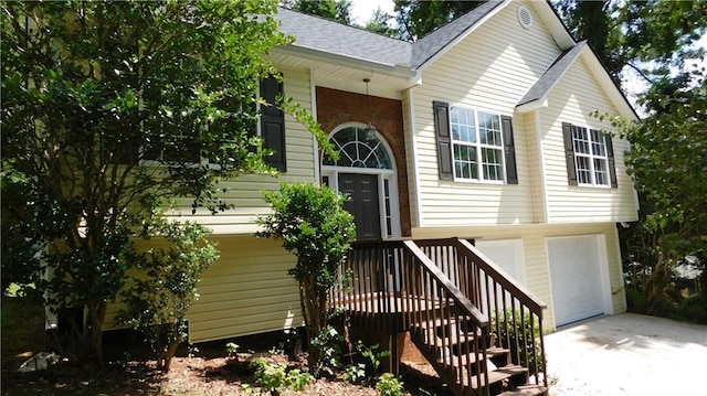 bi-level home with a garage