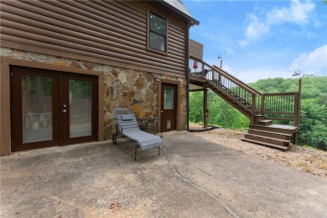 2109 Pine Tree Cir, Gainesville, GA 30501 - view of patio / terrace with stairs, french doors, and a wooden deck