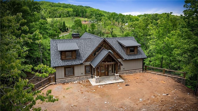 LOT40 Staurolite Mtn, Blue Ridge, GA 30513 - chalet / cabin with a wooded view, fence, and a chimney