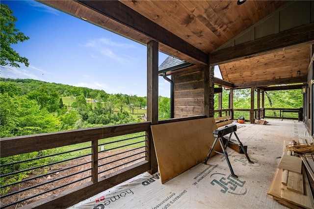 LOT40 Staurolite Mtn, Blue Ridge, GA 30513 - view of patio with a wooded view and an exterior structure