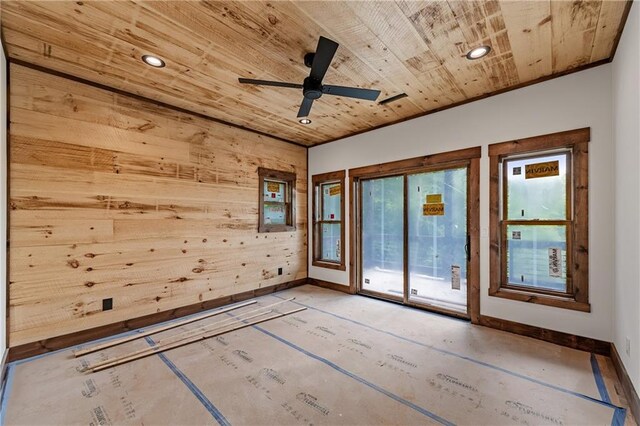 LOT40 Staurolite Mtn, Blue Ridge, GA 30513 - spare room with wooden ceiling, baseboards, ceiling fan, wooden walls, and recessed lighting