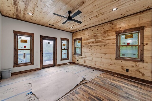 LOT40 Staurolite Mtn, Blue Ridge, GA 30513 - spare room with wooden walls, ceiling fan, wood ceiling, recessed lighting, and baseboards