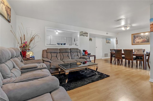 living room featuring light hardwood / wood-style flooring