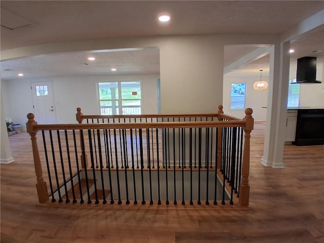 816 Stewart St, Carrollton, GA 30117 - stairs featuring recessed lighting, wood finished floors, and baseboards