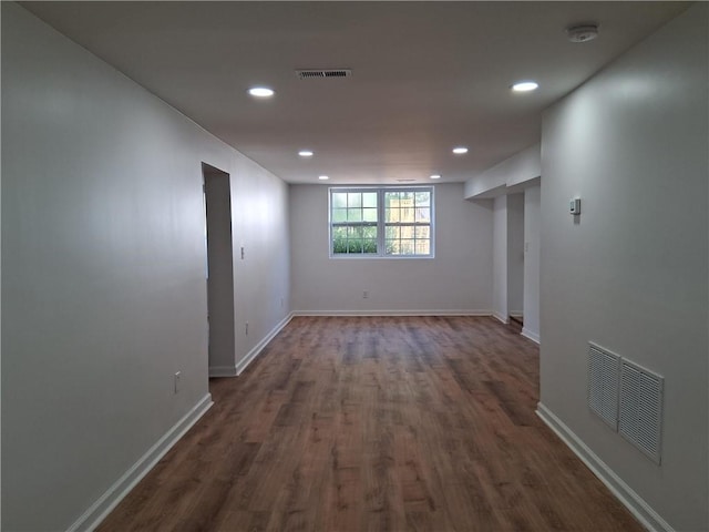 816 Stewart St, Carrollton, GA 30117 - hallway featuring recessed lighting, visible vents, dark wood-style flooring, and baseboards
