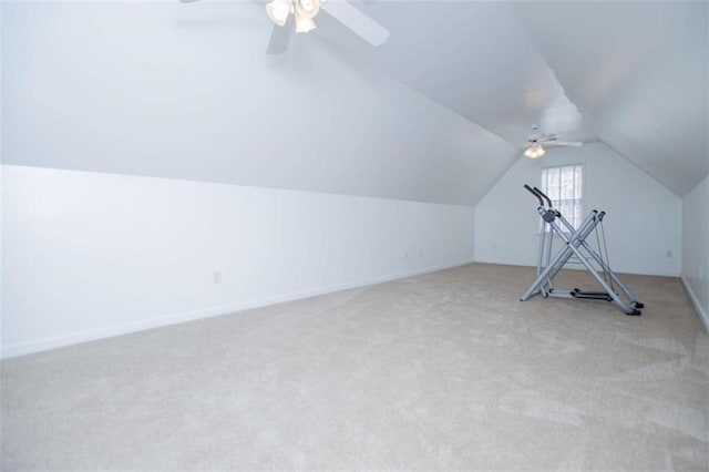 2003 Hubbard Ct, Villa Rica, GA 30180 - additional living space with light carpet, lofted ceiling, a ceiling fan, and baseboards