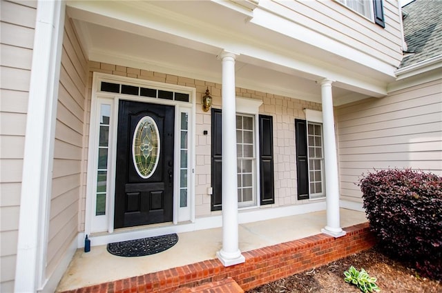 2003 Hubbard Ct, Villa Rica, GA 30180 - doorway to property featuring a porch and a shingled roof