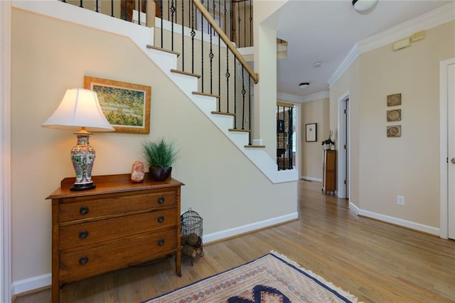 130 Hamilton Way, Roswell, GA 30075 - foyer featuring ornamental molding, wood finished floors, and stairway