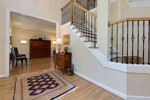 130 Hamilton Way, Roswell, GA 30075 - foyer featuring wood finished floors and stairway