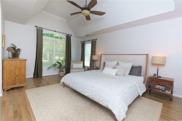 130 Hamilton Way, Roswell, GA 30075 - bedroom featuring lofted ceiling, light wood-type flooring, a ceiling fan, and crown molding