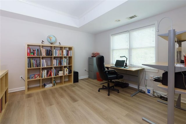 130 Hamilton Way, Roswell, GA 30075 - office area featuring crown molding and light wood-type flooring