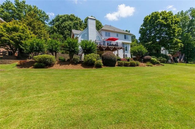 130 Hamilton Way, Roswell, GA 30075 - view of green lawn featuring a deck