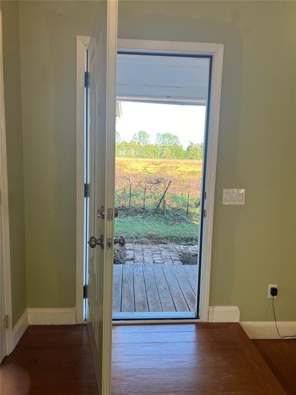 entryway featuring dark wood-type flooring