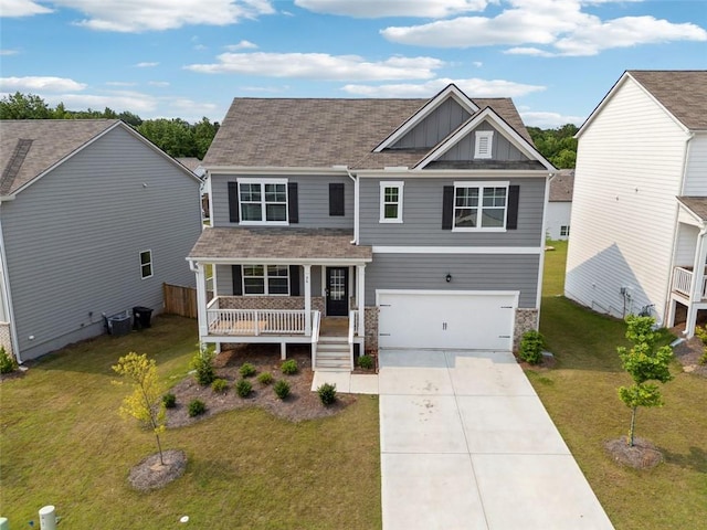 96 Quail Bend Way, Dallas, GA 30157 - craftsman-style house featuring board and batten siding, covered porch, a garage, concrete driveway, and a front lawn