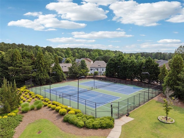 96 Quail Bend Way, Dallas, GA 30157 - view of tennis court with a view of trees