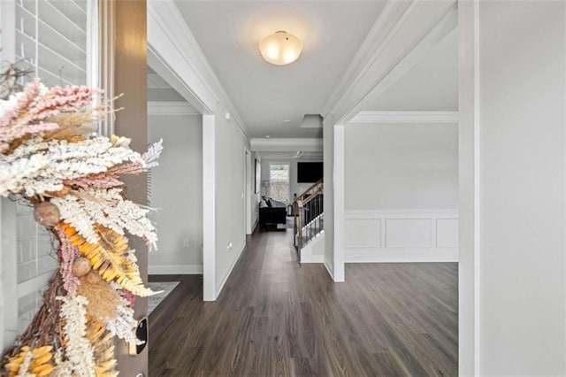 3717 Blue Goose Ln, Loganville, GA 30052 - foyer entrance featuring crown molding, wood finished floors, and stairway