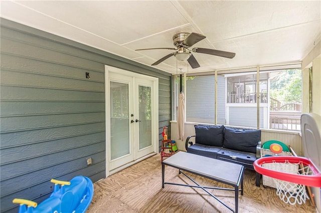 2642 Bridgehampton Rd SW, Marietta, GA 30064 - sunroom featuring french doors and ceiling fan