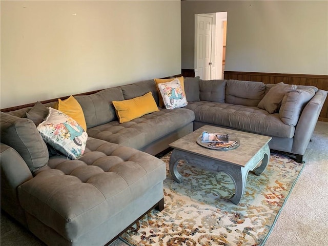 living area with carpet flooring