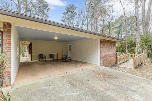 exterior space featuring a carport